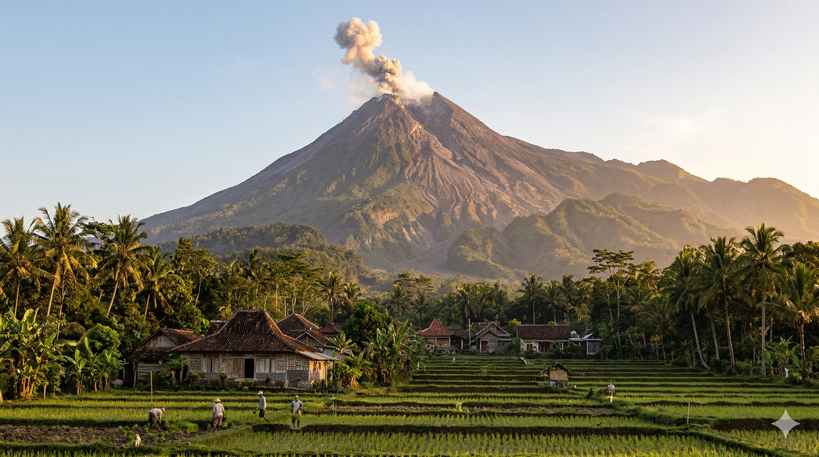 gunung merapi aktif di indonesia pemandangan alam